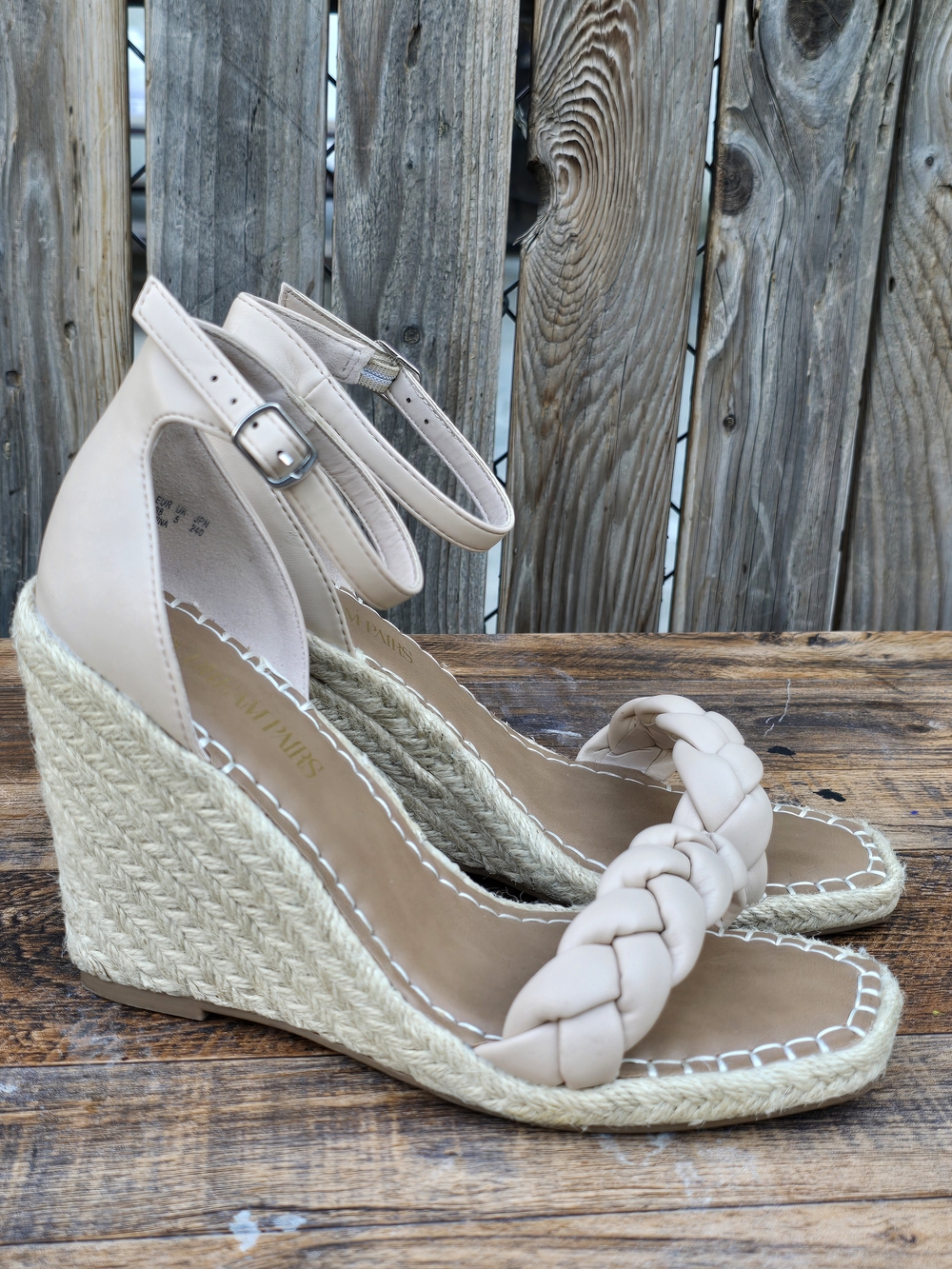 DreampairsbWoven Braided  Espadrille Square Toe Wedge Sandals Size 6.5